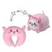 JOYRAVO 2-in-1 Travel Pillow for Kids - Soft and Adorable Animals Plushie That Converts into a U-Shaped Neck Pillow for Ultimate Comfort During Airplane Train Bus Trip -Pink Pig