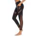 CSTOWN Women's High Waist Yoga Pants with Side Pockets Stretchy Mesh Insert Workout Leggings Tummy Control Yoga Tights Large Black