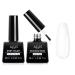 LKE No Wipe Gel Top and Base Coat Set 2 Pcs Clear Shine Finish Long Lasting Glossy Gel Base Top Coat for Gel Nail Polish Soak Off U V/LED Nail Lamp Nail Art Design Manicure for Home DIY & Salon