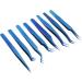 8-Piece Stainless Steel Eyelash Tweezers Set - Fine Tip Ergonomic Blue Titanium Eye Makeup Tools for Women - Portable & Durable - Buy Online on SooperMarket.com