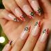 Vatocu Christmas False Nails Short Red Press on Nails Snowflakes Elk Fake Nails Snowman Acrylic Stick on Nails for Women and Girls(24pcs)