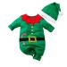 Hifot My First Christmas Baby Girl Boy Romper Christmas Outfits Newborn Long Sleeve Jumpsuit + Hat Infant Clothes Set Green-b 9-12 Months