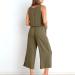 Women's Summer Two Piece Set - Sleeveless Crop Top and Capri Pants in Khaki - Size Medium - Buy Online on SooperMarket.com