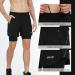 ARSUXEO Men's 2 in 1 Active Running Shorts with 2 Zipper Pockets B191 Black Medium - Buy Online on SooperMarket.com