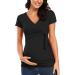 Love2Mi Women Maternity Breastfeeding Top | Long Sleeve V-Neck | Cute Maternity Clothes | Black - Short | Size L - Buy Online on SooperMarket.com
