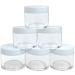Beauticom 6 Piece 1 oz. USA Acrylic Round Clear Jars with Flat Top Lids for Creams Lotions Make Up Cosmetics Samples Herbs Ointments (6 Pieces Jars + Lids WHITE)