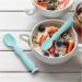Vicloon Baby Fork and Spoon Set - Silicone Self Feeding Utensil for Infant Toddler - Easy Grip Toddler Cutlery Kit - Blue - Buy Online on SooperMarket.com