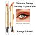 Go Ho Orange Highlighter Eyeshadow Stick - Cream-to-Powder Pen for Bright Eyes | Shimmer Orange Hue | Easy Application with Sponge | 01 Shimmer Orange & 02 Highlighter - Buy Online on SooperMarket.com