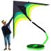 Flying Hoofer Delta Kite for Kids Ages 4-8 and 8-12 & Adults,Extremely Easy to Fly Kite,Best Kite for Beginners,9ft Huge Delta Kite Come with 98ft Tail 110"Black Green
