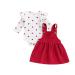 MoccyBabeLee Baby Girl Clothes Newborn Dress Set Long Sleeve Flower Bodysuit Romper Corduroy Overall Dress Infant Outfits 3-6 Months Red