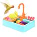 Yoruii Parrot Bath Tub Automatic Bath Tub with Faucet Automatic Bath Box Multifunctional New Bird Bath Tub Bird Shower Bath Feeder Bird Supplies Small Parrot Canary Can be Used as Children's Toys blue