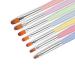 TEOYALL 7 PCS Gel Nail Brushes Oval Flat Size Nail Brushes Nail Art Tips Builder Brushes Nail Poly Gel Extension Brushes Mulitcolor-7 Gel nail brushes