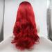 SHIYID Red Wavy Lace Front Wig with Dark Roots - Heat Resistant Synthetic Hair for Women | International Shipping Available - Buy Online on SooperMarket.com