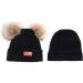 Dark Pink Baby Pom Pom Hat - Infant Toddler Winter Beanie Cap with Crochet Fur Hairball - Unisex One Size - Buy Online on SooperMarket.com