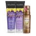 Self Tanner & Brass Fighting Shampoo and Conditioner Set for Blondes | John Frieda Violet Crush Daily Purple Shampoo + Conditioner and Jergens Natural Glow Instant Sun Sunless Tanning Mousse Deep Bronze.