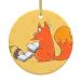 YYHHAOFA Sunflower Seeds and Foxes Picture Christmas Ceramic Round Pendant Decoration - Festive Hanging Ornament for Stores and Homes -2.9 in