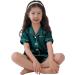 SWOMOG Kids Silk Pyjamas Set - Short Sleeve Satin PJs for Girls Boys, Button-Down Silky Nightwear for Children & Teens, Ages 4-16, Dark Green - Buy Online on SooperMarket.com