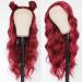 QD-Tizer Burgundy Red Lace Front Wig - Long Wavy Heat Resistant Synthetic Hair for Women - Buy Online on SooperMarket.com