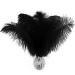 Piokio 20 pcs Black Ostrich Feathers Plumes 12-14 inch(30-35 cm) Bulk for DIY Halloween Decorations  Wedding Party Centerpieces  Gatsby Decorations Black 20 pcs