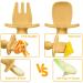 Vicloon Baby Fork and Spoon Set - 4Pcs Silicone Self Feeding Utensil for Easy Grip | Toddler Cutlery Kit for Infant & Children | First Led Training & Weaning Spoons - Apricot Yellow - Buy Online on SooperMarket.com