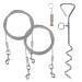 Dog Stake and Tie Out Cable Heavy Duty Stainless Steel Spiral Ground Spike Stake 2 PCS Outdoor Dog Camping Tie Out Lead Leash with & Whistle for Dog Playing Camping and Backyard in Ground