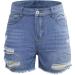 Napoo Women's High Waisted Ripped Denim Shorts - Blue, Medium - Buy Online on SooperMarket.com