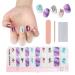EBANKU Semi Cured Gel Nail Strips Purple Gel Nail Strips Long Lasting Waterproof Real Nail Polish Strips Wraps Stickers with Cuticle Stick Nail File Nail Wipes & Sealing(UV/LED Lamp Required) Purple White