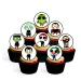 24 Halloween Horror Characters Theme #2 Edible Cupcake Toppers (PRECUT Optional) - wafer card disc cake decorations Stand Up/Lie Flat (UNCUT Pack of 24)