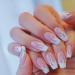 Vatocu coffin artificial nails short pink press nails French flame wrong nails white shiny ballerina stick on the nails for women and girls (24 pieces)