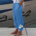 Gufesf Women's Cotton Linen Palazzo Pants - Z2 Blue, Large | Wide Leg Trousers with Pockets | Dressy Casual Summer Crop Pants - Buy Online on SooperMarket.com