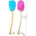 Shower Loofah Body & Back Scrubber - Exfoliating Bath Brush with Long Wooden Handle - 2 Pack Blue & Red - For Men & Women - Buy Online on SooperMarket.com