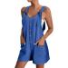 WILLBEST Women's Casual Dungarees Summer Overalls Jumpsuits Short Sleeve Straps Straight Wide Leg Long Pant Romper with Pockets 845-oyvsw-5-blue M - Buy Online on SooperMarket.com