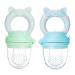 Pack of 2 baby food dispenser pacifiers blue green soft silicone for the delicate mouth of babies from 4 months