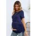 Sosolism Maternity Nursing Dress - 4 in 1, Short Sleeve, Side Drawstring, Dark Blue - Women's Breastfeeding Top - Buy Online on SooperMarket.com