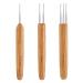 3 Different Dreadlock Crochet Hooks(1 Hook, 2 Hooks, 3 Hooks), Crochet Needles for Hair Dreadlock with Bamboo Handle, 0.75 mm Hair Weaving Dreadlock Hooks Tool Set