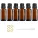Alledomain 6Pcs 20ml Amber Glass Essential Oils Bottles with Black Cap/Dropper/Label Empty Bottle Refillable Sample Container for Massage oil/Aromatherapy/Perfume/Fragrance Carrier Oil 6pcs * 20ml