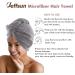 JEFFSUN Microfiber Hair Towel Wrap 2 Pack - Super Absorbent Hair Turban for Women & Girls - Quick Dry for Curly, Long, Thick, Frizzy Hair - Grey & Stripes - Buy Online on SooperMarket.com