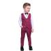 Nwada Boys Suits 4pcs Gentleman Suits Boys Clothes Set Kids Blazer & Pants Outfit Boys Wedding Suits Waistcoat + Shirt + Bowtie + Pants Child Tuxedos Outfits Wine Red 2-3 Years