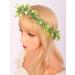 Wiwpar Boho Flower Headband Green Leaf Flower Fairy Wreath Headpiece Adjustable Bridal Flower Garland Headband Ribbon Wreath Christmas Holly Hair for Costume Wedding (Style3)