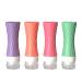POPDIGITO 4 Pack Silicone Travel Bottles Set for Toiletries 3 oz Squeezable Leakproof Containers Colorful Refillable Bottles for Shampoo Lotion and Liquids TSA Approved Accessories with a Bag