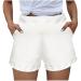 Ronony ladies sweat shorts striped sport short trousers with bag soft activewear shorts breathable stretch sport trousers high waist for pajamas run yoga fitness gym shorts m 001#white