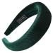 Lazder 8 Colors Korean Lady Padded Wide Sponge Headband Glitter Velvet Twill Striped Hair Hoop Retro Party Solid Color Thick Headpiece (Deep Green)