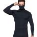 TSLA 1 or 3 Pack Men's UPF 50+ Mock Long Sleeve Compression Shirts Athletic Workout Shirt Water Sports Rash Guard Athletic Face Cover Black Medium
