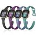 Laffav Bands Compatible with Fitbit Versa 3 bands Fitbit Sense bands Men Women, Slim Soft Silicone Sport Strap Replacement Wristband for Versa 3 Sense band(Small, Black/Pine Green/Purple/Blue Gray) Black/Pine Green/Purple/…