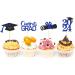 24 Pieces Sparkle 2023 Cupcake Toppers Graduation Cupcake Toppers Bachelier Hat Decoration Graduation Decoration (Black & Blue) - Buy Online on SooperMarket.com