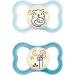 MAM Air Night Soothers 16+ Months (Pack of 2) Glow in the Dark Baby Soothers with Self Sterilising Travel Case Newborn Essentials Blue (Designs May Vary) Blue Night 1 12+ M Soother