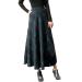 Sanahy Womens High Elastic Waist Maxi Skirt A-line Plaid Winter Warm Flare Long Skirts Vintage Wool Skirt Midi Skirt with Pockets S Blue