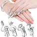4 PCS Rhinestone Finger Tip Nail Rings - Adjustable Opening Nail Art Charms in Silver Women's Fashion - Buy Online on SooperMarket.com