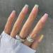 Sethexy French Short Square False Nails Collection Fashion Press on Nails Glossy Fake Nails 24Pcs Acrylic Stick on Nail Tips Rainbow side French