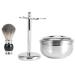 Professional Men Shaving Tool Stand Holder Faux Badger Hair Brush Alloy Soap Mug Bowl Kit
